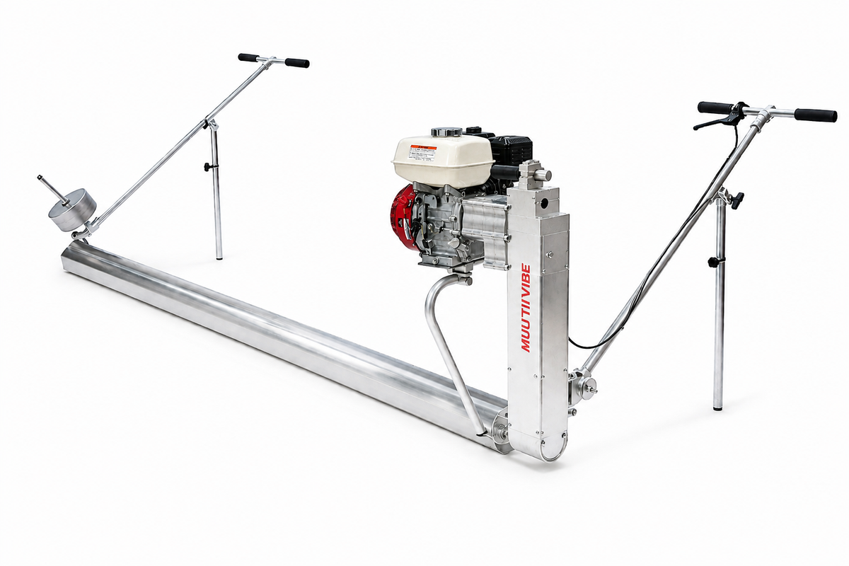 Multivibe Wildcat WC120 roller screed power unit with Honda GX120 engine, shown with roller tube and opposite-end handle