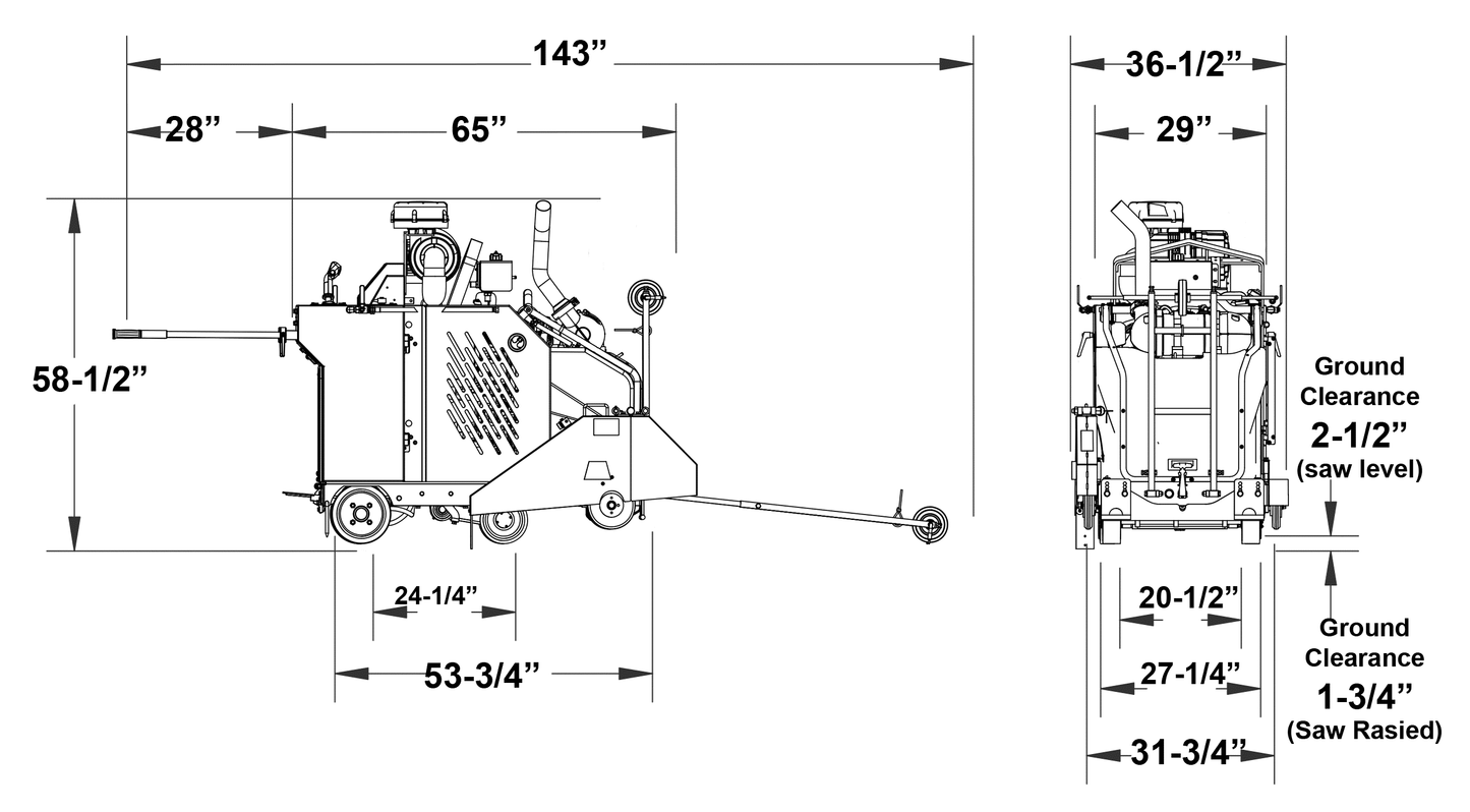 CC7574DD Diesel Core Cut Walk Behind Saw