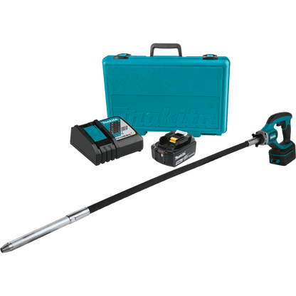 Makita XRV01T 18V LXT 4 ft. concrete vibrator kit with batteries, charger and case