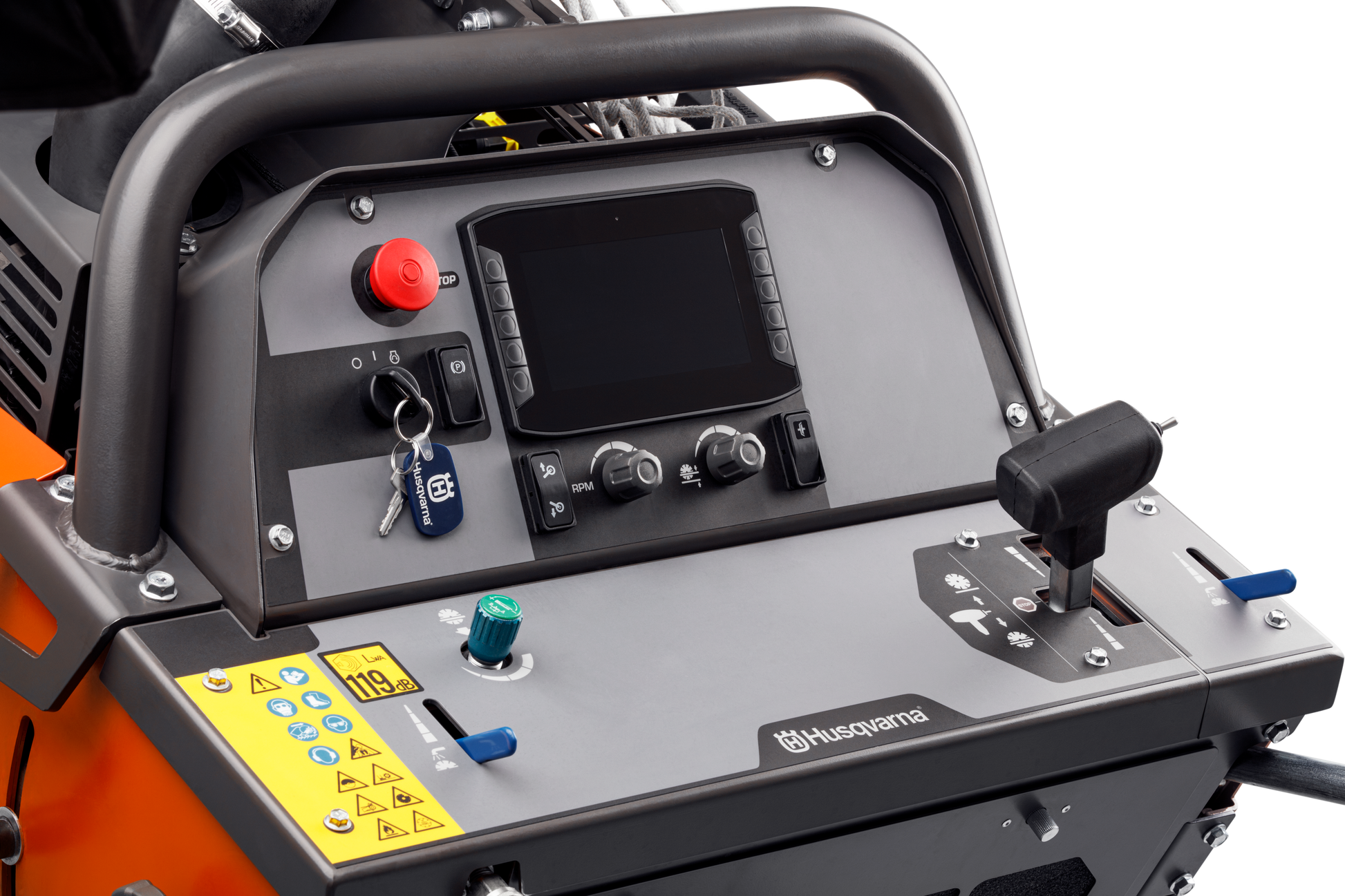 Husqvarna FS 7000 D II 3-speed operator controls close-up