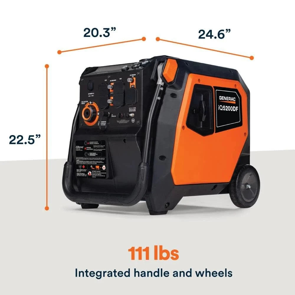 Generac IQ5200 5,200 Watt Dual Fuel 50-State Portable Inverter Generator with COsense Technology